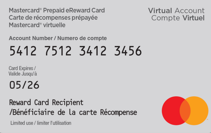 Prepaid Mastercard eReward Card Canada - CAD